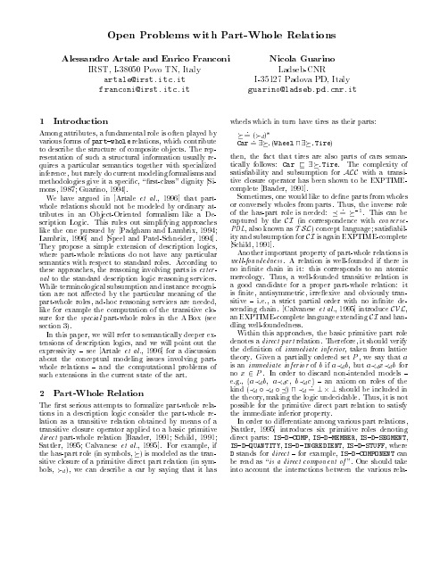 Open Problems with PartWhole Relations