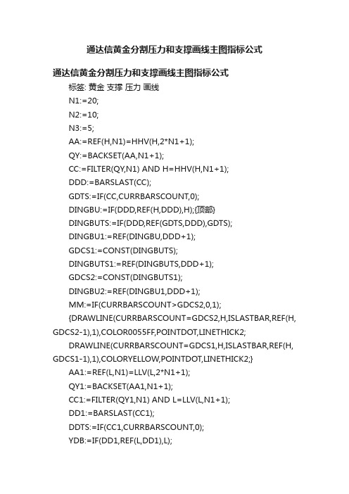 通达信黄金分割压力和支撑画线主图指标公式