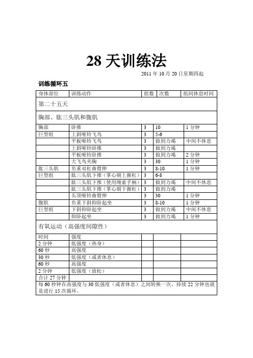 28天训练法(第五循环)