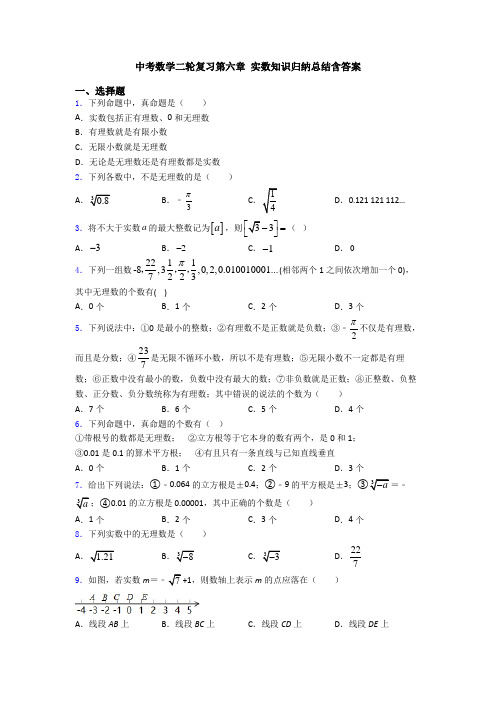 中考数学二轮复习第六章 实数知识归纳总结含答案