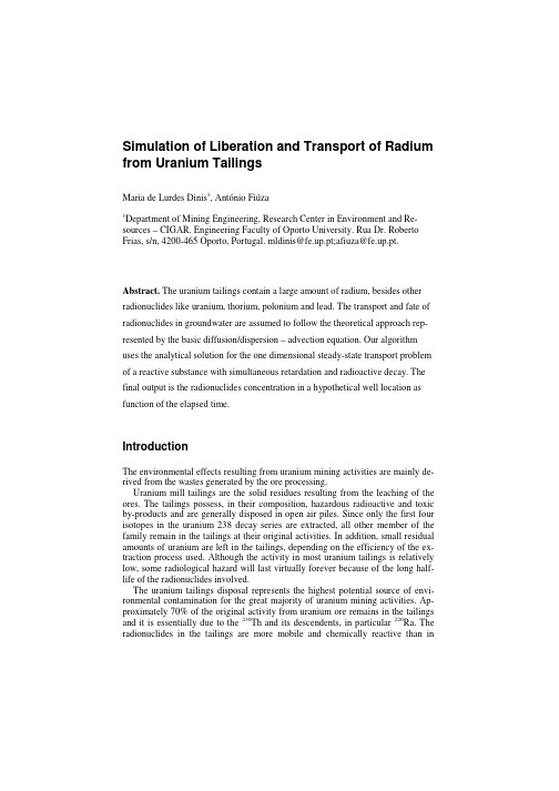 SimulationofLiberationandTransportofRadiumfromUraniumTailings