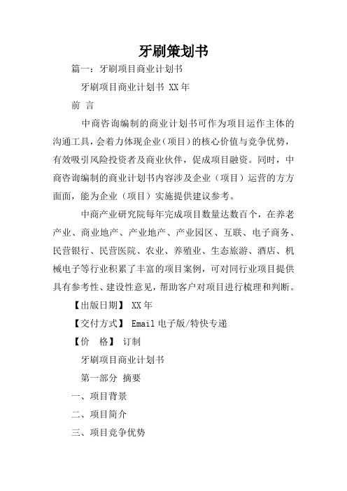 牙刷策划书