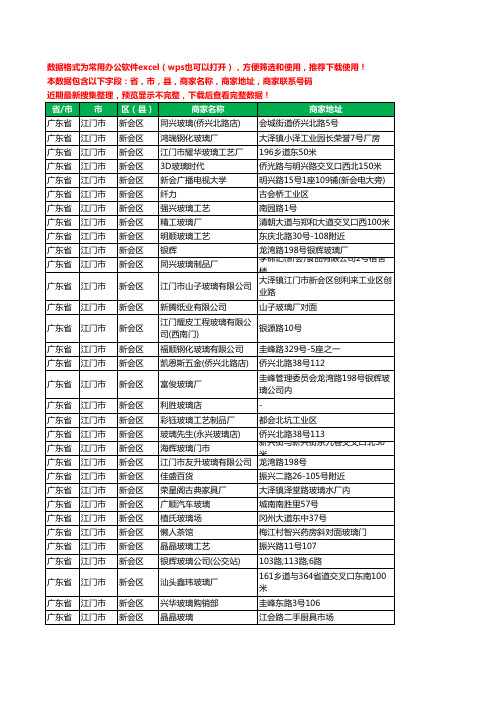 2020新版广东省江门市新会区玻璃工商企业公司商家名录名单联系电话号码地址大全85家