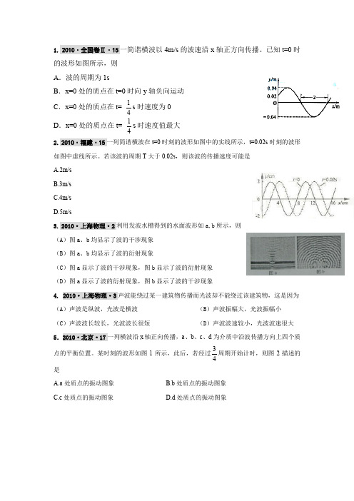 机械振动机械波高考题汇编答案