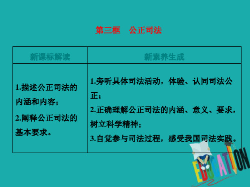 新教材高中政治第三单元全面依法治国第九课全面依法治国的基本要求第三框公正司法课件 