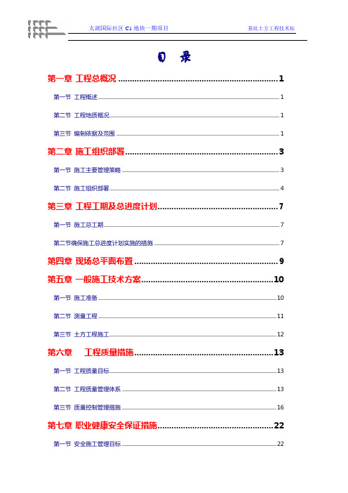 太湖国际社区C的地块一期项目基坑土方工程技术标