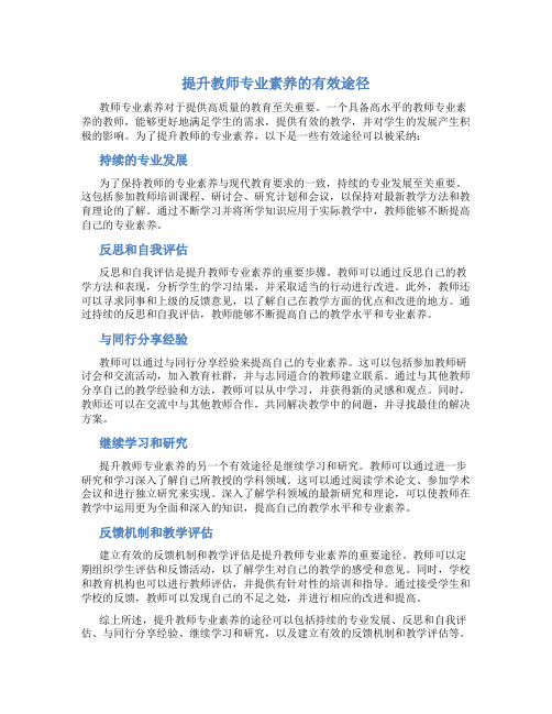 提升教师专业素养的有效途径