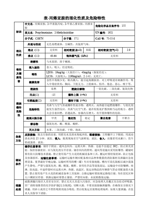 丙烯亚胺-理化性质及危险特性表