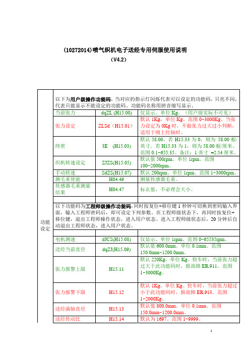 喷气织机机外卷电子送经专用伺服使用说明v4