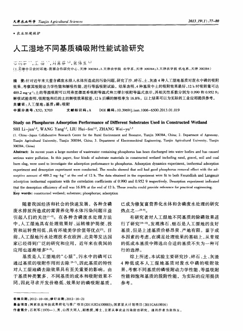 人工湿地不同基质磷吸附性能试验研究