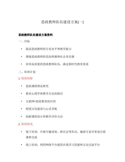 思政教师队伍建设方案(一)