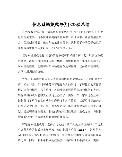 信息系统集成与优化经验总结