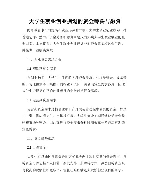 大学生就业创业规划的资金筹备与融资