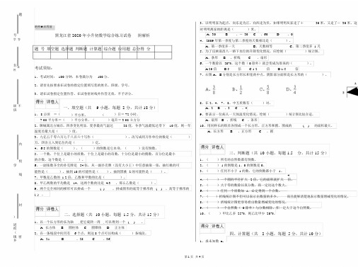 黑龙江省2020年小升初数学综合练习试卷附解析