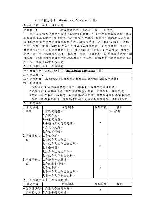 (二)工程力学ⅠⅡ(Engineering MechanicsⅠⅡ)