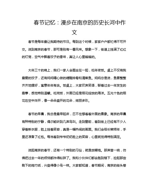 春节记忆：漫步在南京的历史长河中作文