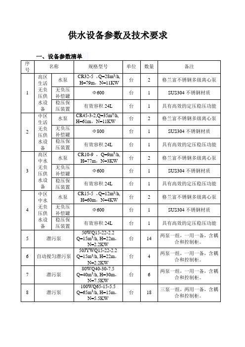 无负压污水泵技术要求