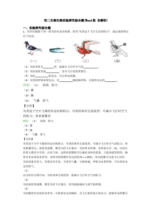 初二生物生物实验探究综合题(Word版 含解析)