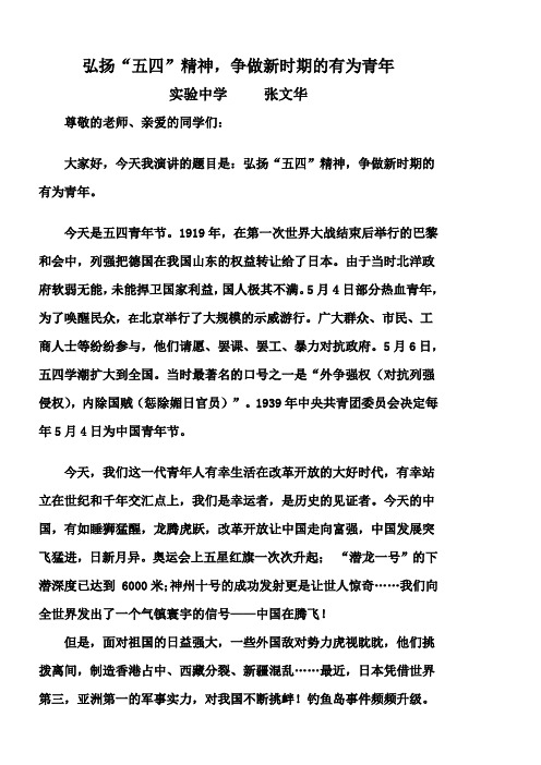 弘扬五四精神_做当代有为的青年人