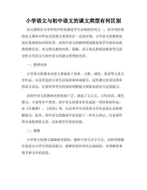 小学语文与初中语文的课文类型有何区别