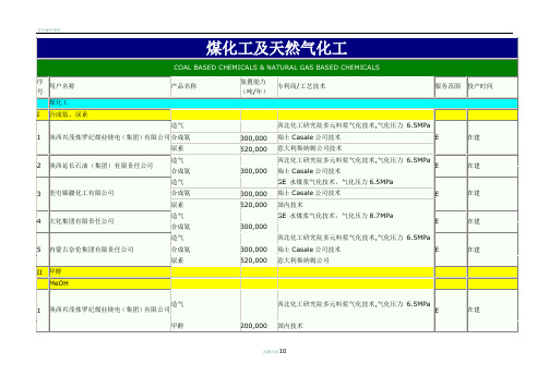 华陆工程公司煤化工及天然气化工