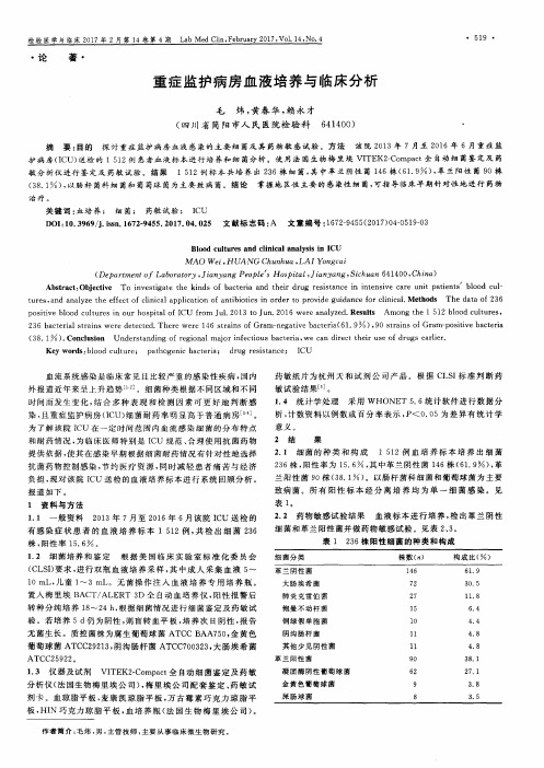 重症监护病房血液培养与临床分析