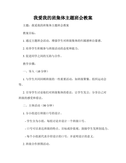 我爱我的班集体主题班会教案