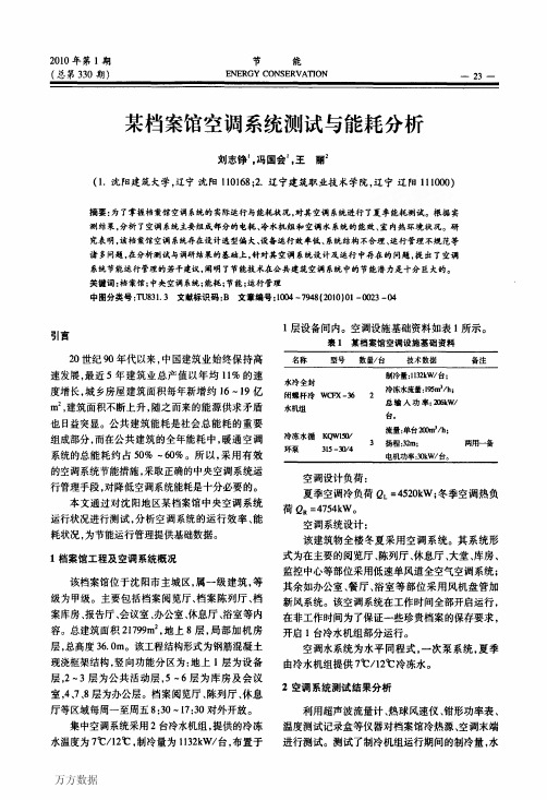 某档案馆空调系统测试与能耗分析