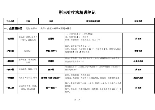 靳三针(修正整理表)