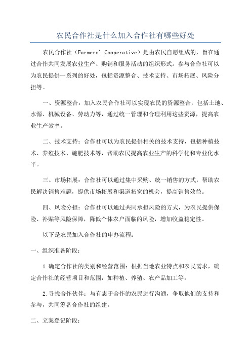 农民合作社是什么加入合作社有哪些好处