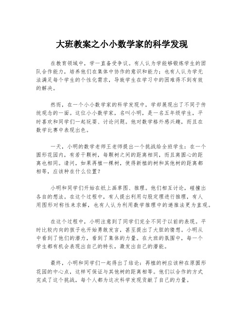 大班教案之小小数学家的科学发现