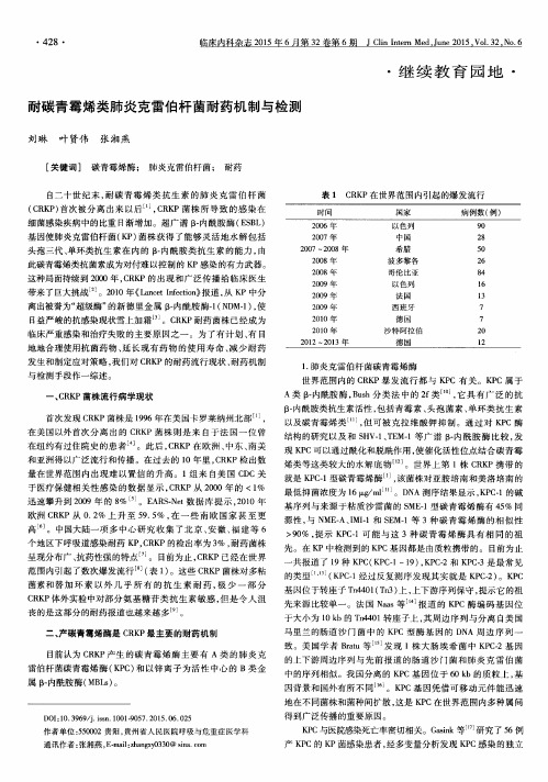 耐碳青霉烯类肺炎克雷伯杆菌耐药机制与检测