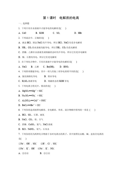 课时作业10：1.2.1 电解质的电离