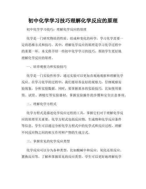 初中化学学习技巧理解化学反应的原理