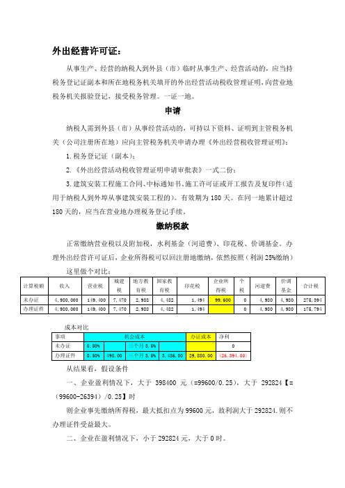 关于外出经营许可证