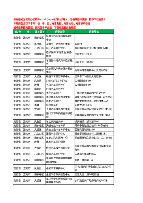 新版安徽省淮南市汽车保养工商企业公司名录名单黄页大全162家