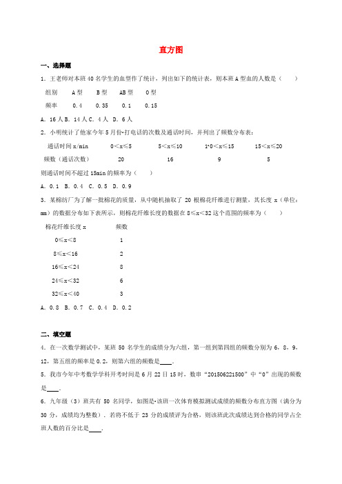 四川省雅安市2016届中考数学模拟测试试题(直方图)(无答案)