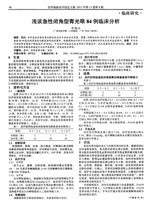 浅谈急性闭角型青光眼84例临床分析