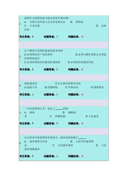 河南科技大学军事理论模拟试题及其答案