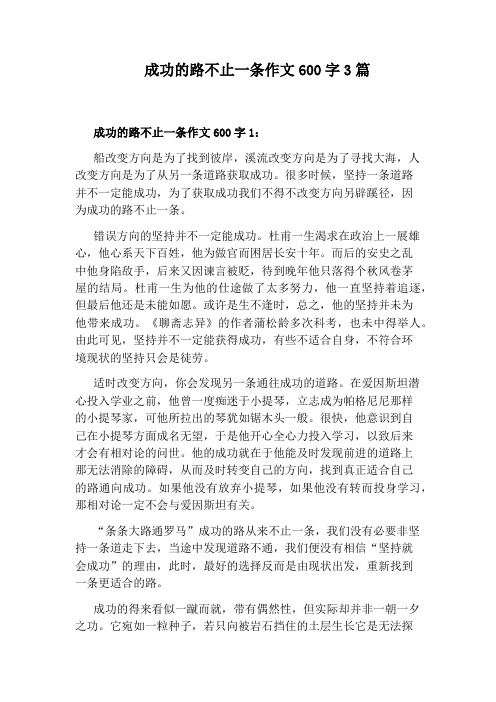 成功的路不止一条作文600字3篇