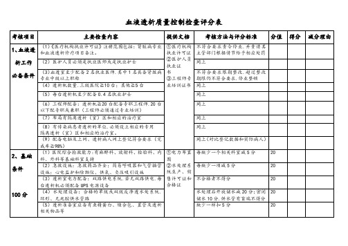 血液透析质量控制检查评分表___刘强