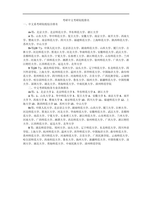 考研中文考研院校排名