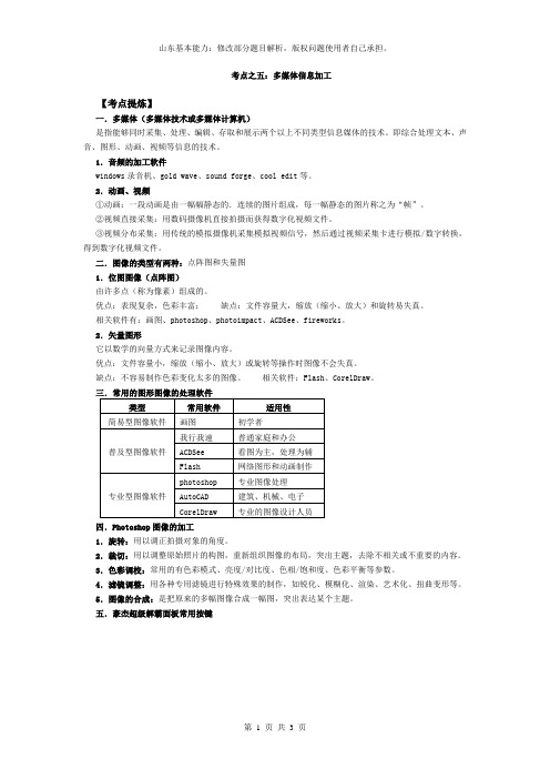 考点之五多媒体信息加工