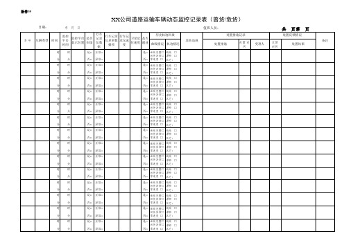 公司道路运输车辆动态监控记录表(普货危货)