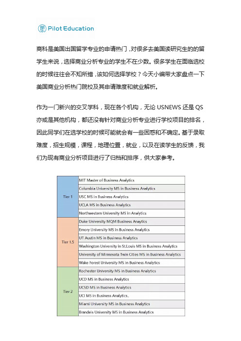 美国研究生留学,申请商业分析却不知如何选校？这些院校值得你看!