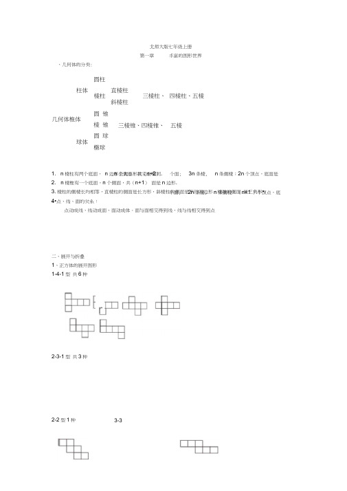 完整word版,北师大版七年级数学上册丰富的图形世界重点知识汇总,推荐文档