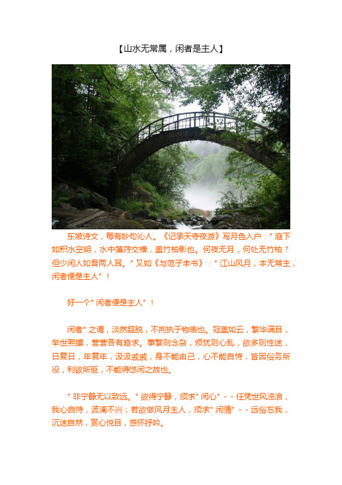 【山水无常属，闲者是主人】