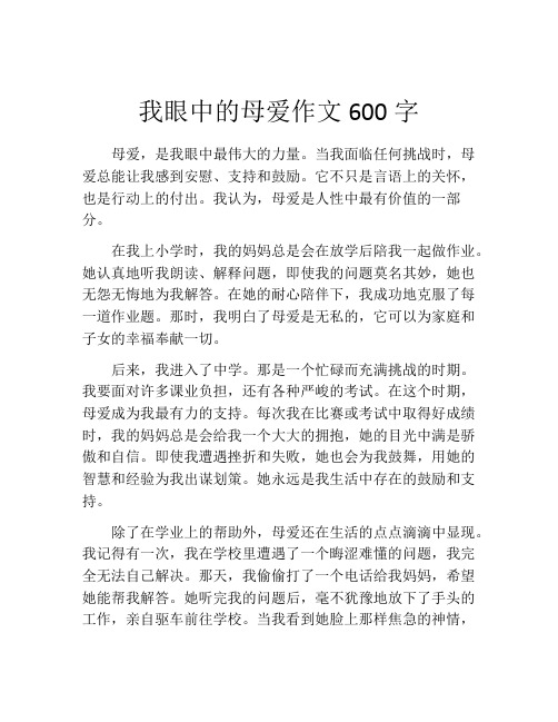 我眼中的母爱作文600字