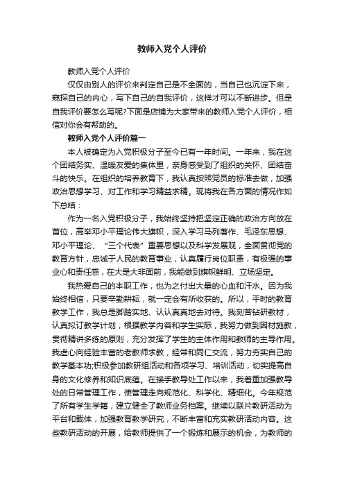 教师入党个人评价