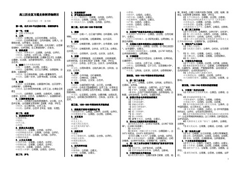 知识提纲：高三历史复习通史体例详细纲目